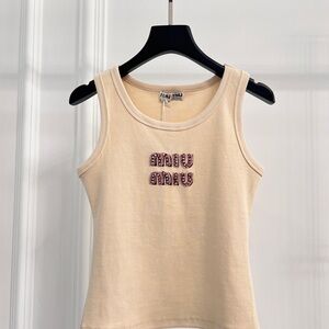 Miu Miu women's apricot sleeveless tank tops